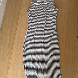 Bar III Black & White Striped Sleeveless Midi Dress